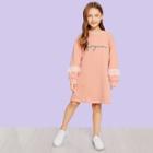 Shein Toddler Girls Contrast Lace Letter Print Sweatshirt Dress