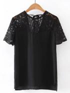 Shein Contrast Lace Split Side Tee