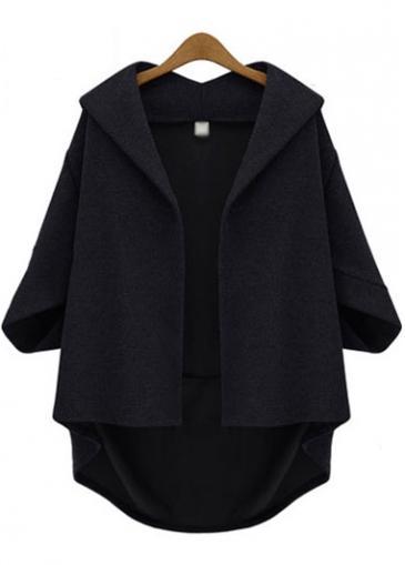 Rosewe Enchanting Batwing Sleeve Turndown Collar Woman Cardigans Black