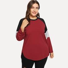 Shein Plus Color-block Raglan Sleeve Tee