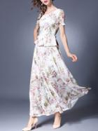 Shein Floral Peplum False-two Lace Dress