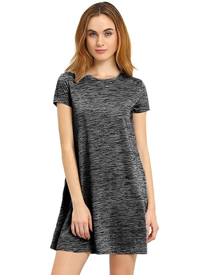 Shein Black Tees Short Sleeve Casual Dress