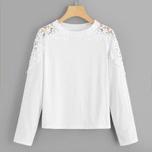 Shein Contrast Lace Solid Tee