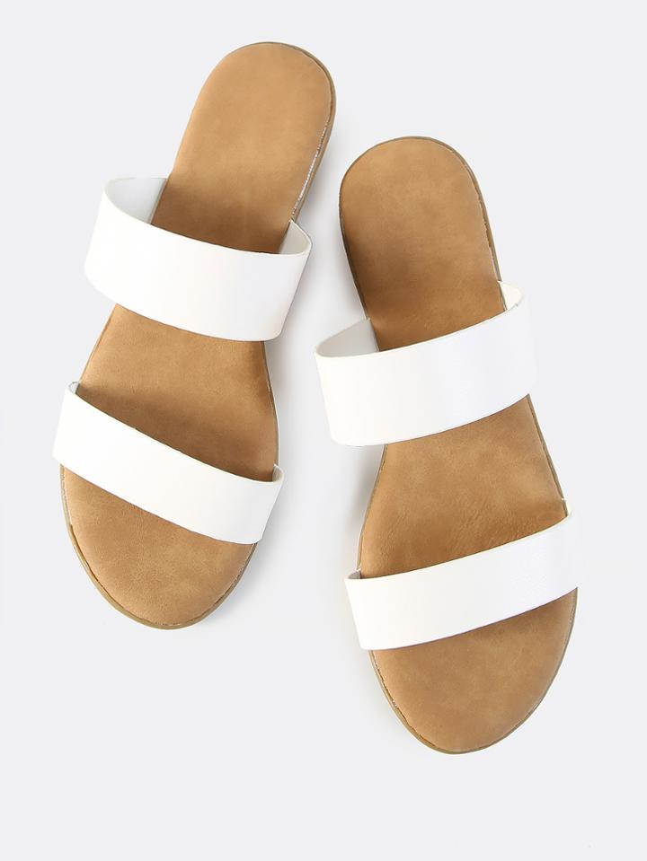 Shein Double Band Slip Ons White