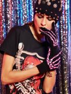 Shein Hot Pink Skull Hands Print Knit Gloves