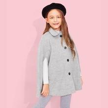 Shein Girls Button Front Pocket Solid Jacket