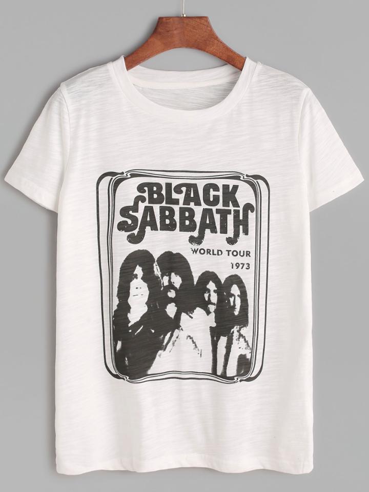 Shein Graphic Print Slub T-shirt