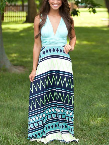 Shein Multicolor Criss Cross Back Geometric Print Dress