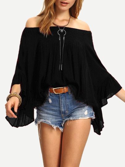 Shein Black Off-the-shoulder Bell Sleeve Top