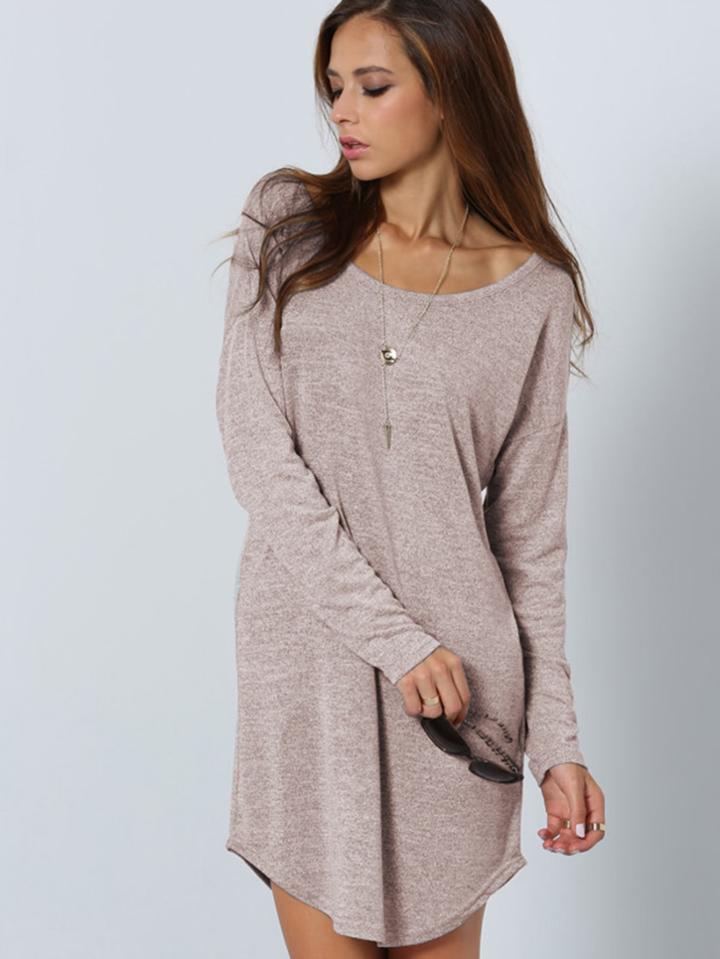 Shein V Cut Back Curved Hem Dress