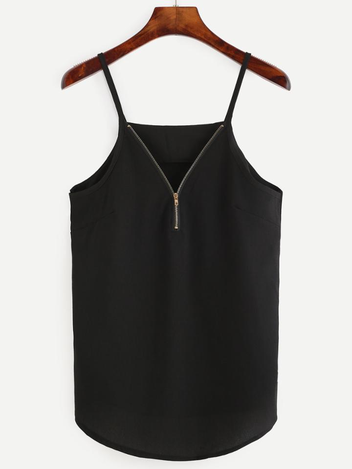 Shein Black Zip Front Cami Top