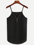 Shein Black Zip Front Cami Top