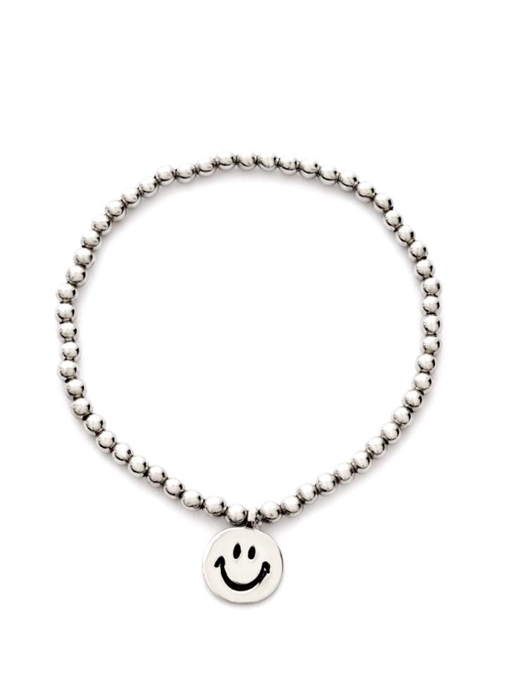 Shein Silver Smiley Face Beaded Bracelet