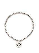 Shein Silver Smiley Face Beaded Bracelet