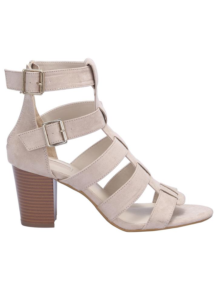 Shein Apricot Zipper Buckle Strap Sandals