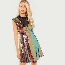 Shein Contrast Mesh Sequin Dress