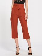 Shein Brick Red Capri Pants With Double O-ring Belt