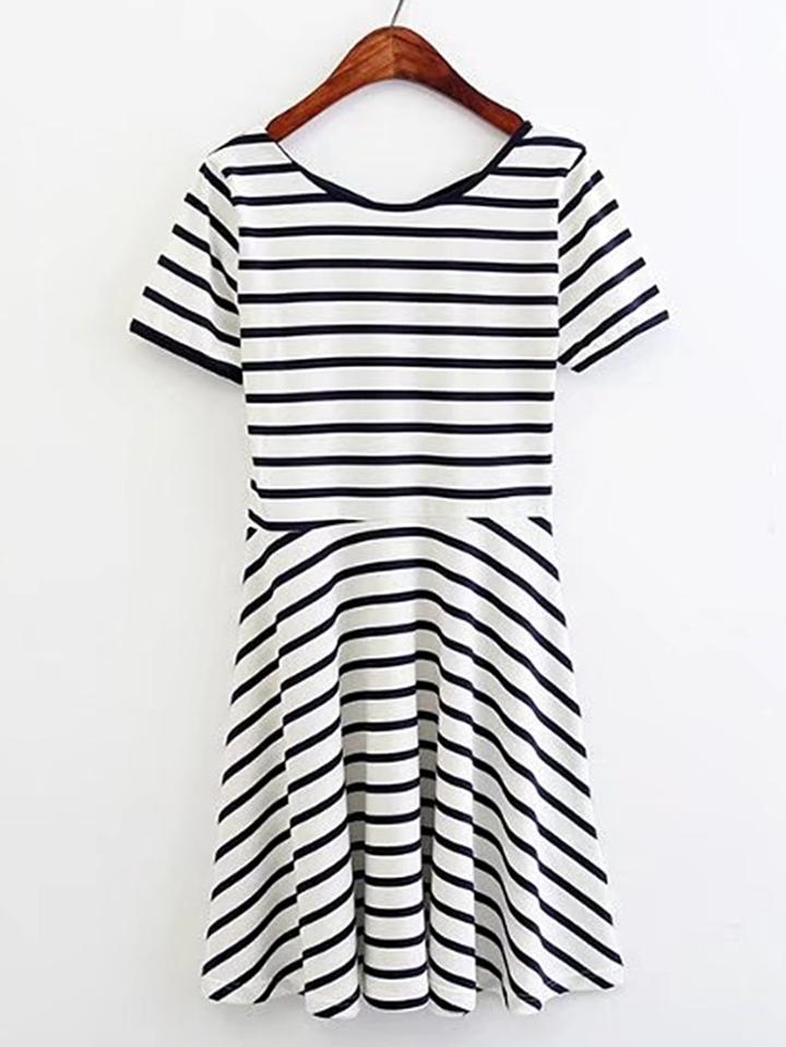 Shein Criss Cross Back Pleated Dress