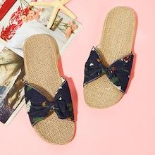 Shein Bow Decor Calico Print Slippers