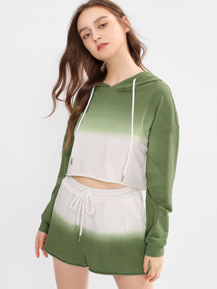 Shein Raw Hem Hoodie & Shorts Set