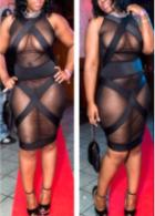 Rosewe Enchanting Black Mesh Splicing Sleeveless Dress For Woman