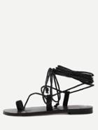 Shein Black Toe-ring Lace-up Platform Sandals