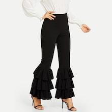 Shein Layered Ruffle Hem Solid Pants