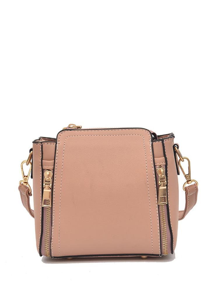 Shein Double Zipper Front Pu Shoulder Bag