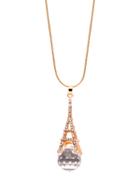 Shein Rhinestone Eiffel Tower Shaped Pendant Necklace