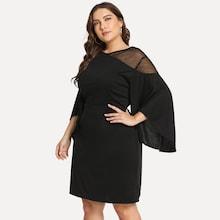 Shein Plus Mesh Insert Batwing Dress