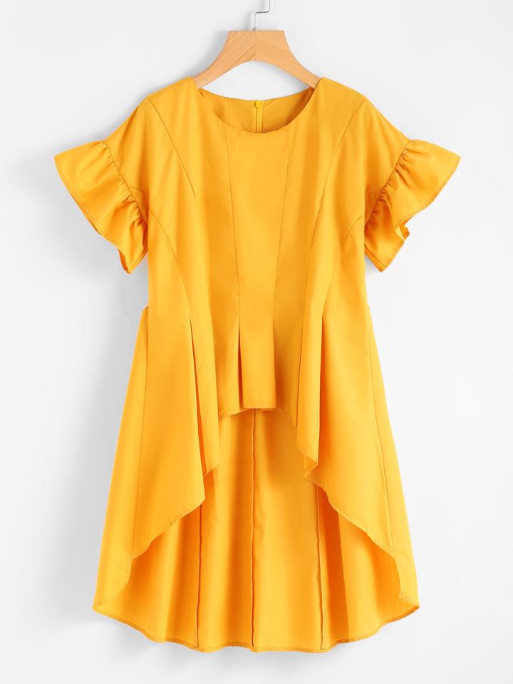 Shein Frill Sleeve Dip Hem Top