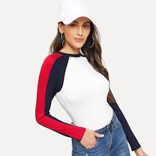Shein Raglan Sleeve Colorblock Tee