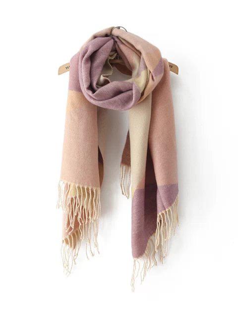 Shein Light Purple Geometric Long Fringe Shawl Scarf