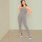Shein Plus Caged Neck Skinny Solid Jumpsuit
