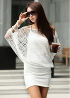 Rosewe Batwing Sleeve Two Piece White Dress