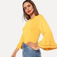 Shein Bell Sleeve Solid Tee