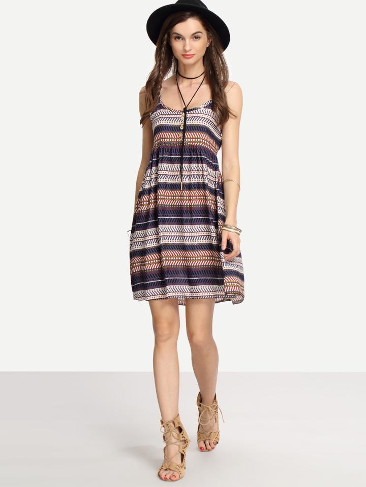 Shein Multicolor Geometric Print Cami Dress