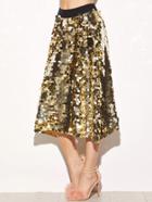Shein Gold Contrast Waist Large Sequin Skirt