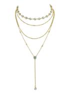 Shein Gold Simple Diamond Pendant Multi-layer Necklace