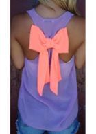 Rosewe Light Purple See Through Bowknot Decorated Tank Top