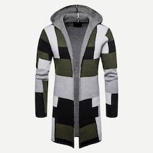 Shein Men Color Block Hooded Sweater Coat