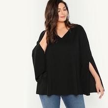 Shein Plus Split Sleeve Solid Blouse
