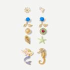 Shein Mermaid & Shell Mismatched Stud Earrings 6pairs