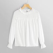 Shein Frilled Trim Shirred Blouse