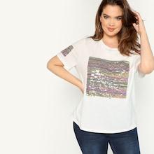 Shein Plus Sequin Striped Short Sleeve Tee