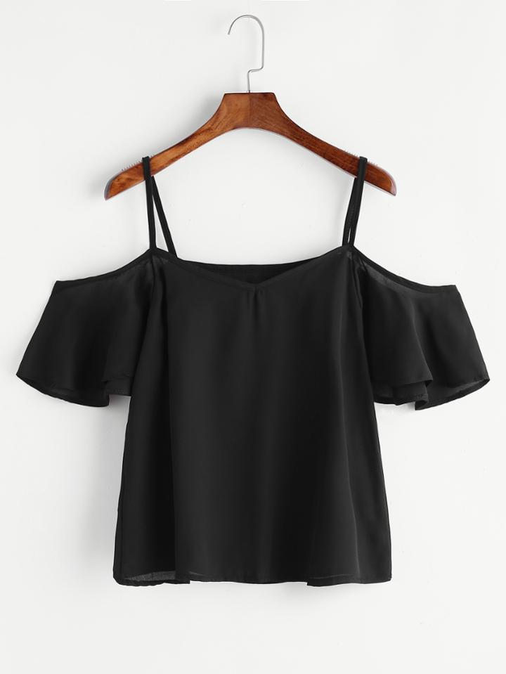 Shein Cold Shoulder Chiffon Top