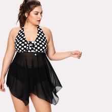 Shein Plus Polka Dot Swim Dress Set