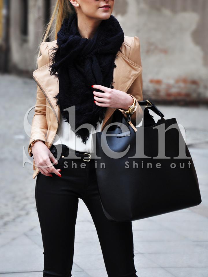 Shein Apricot Long Sleeve Zipper Ruffle Jacket