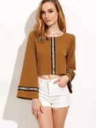 Shein Brown Bell Sleeve T-shirt
