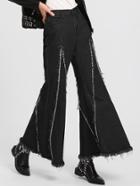 Shein Frayed Trim Flared Hem Jeans